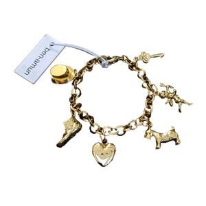 Ben Amun Gold Tone Charms Bracelet New Hat Shoes Dog Heart Key Angel Made In USA